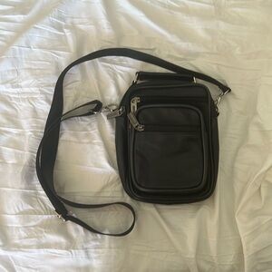Generic Black Crossbody Bag With Zipper Compartments
